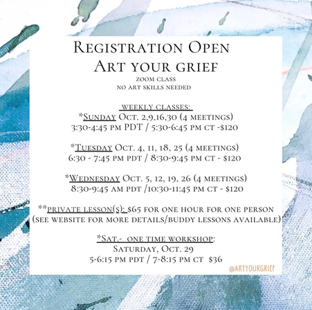 ​Art Your Grief Classes with Emily Dilbeck, October 2022 Classes