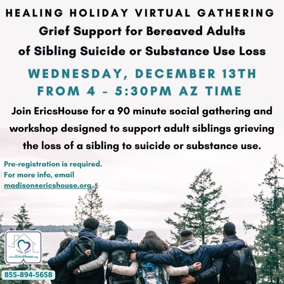 EricsHouse Healing Holiday Virtual Gathering Wednesday, December 13, 2023, from 4:00 - 5:30 PM AZ Time