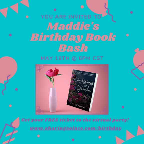 You are invited to Maddie's Birthday Book Bash, May 19th at 6pm CST