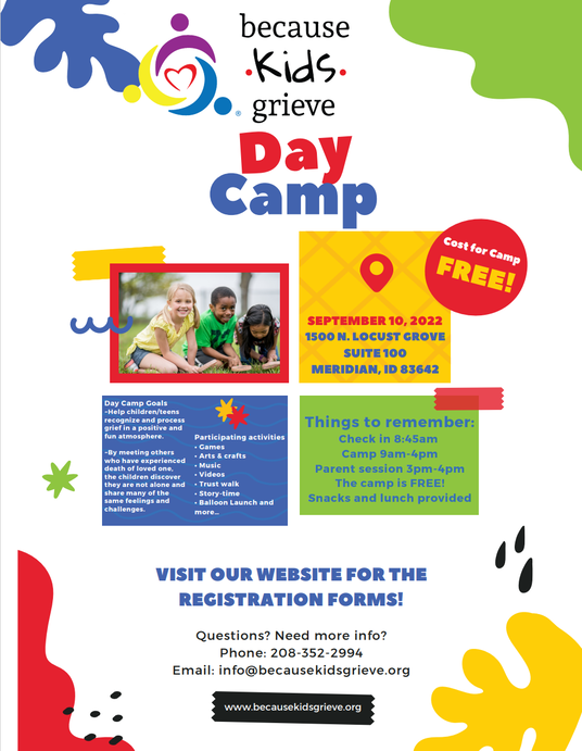 PictureBecause Kids Grieve Fall Bereavement Day Camp September 10, 2022
