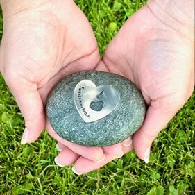 Whitney Howard Designs Sympathy Remembrance Gift - Forever in My Heart on a River Stone with Candle Motif 