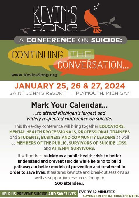 Kevin's Song: A Conference On Suicide from January 25 - 27, 2024