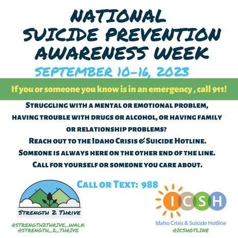 Suicide Prevention Week September 10-16, 2023